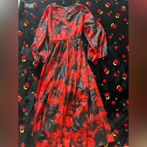 Elegant Red Floral Maxi Dress